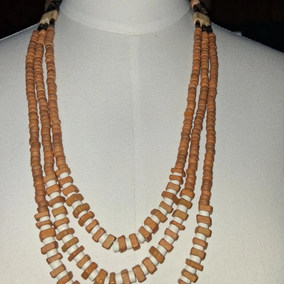 Vintage Clay and Ceramic Beaded Multi-StrajdnNecklace - Picture 3 of 3